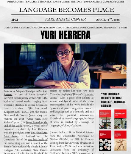 Yuri Herrera Event Flyer