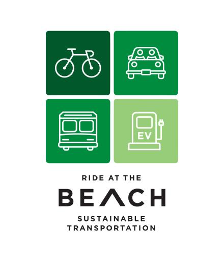 four green squares with a bike, a car, a bus, and an electric vehicle charging station