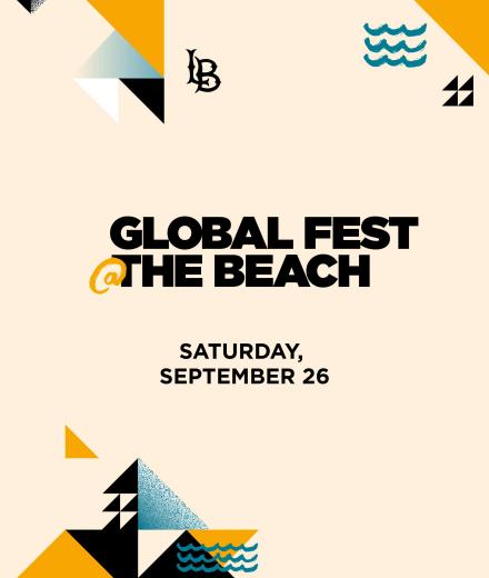 Global Fest @ The Beach event flyer beige background with hand drawn elements