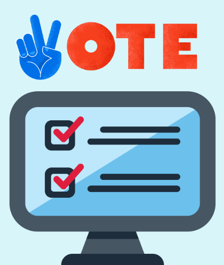 vote online computer with checkmarks