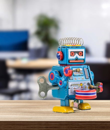 robot toy on desk