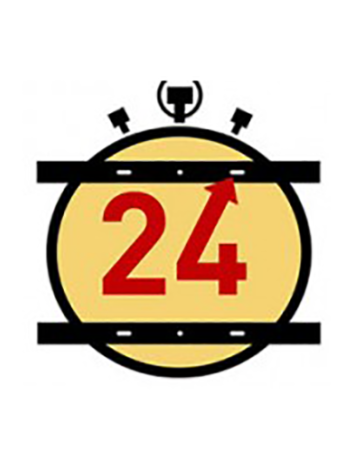 Analog clock with the number 24 displayed on the clock face