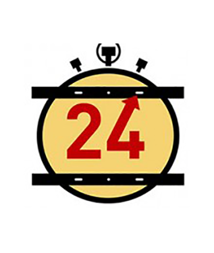 Analog clock with the number 24 displayed on the clock face