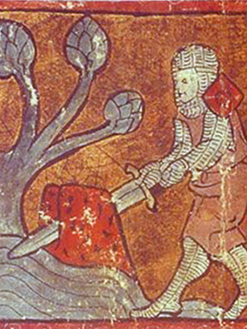 Medieval art of man with a sword