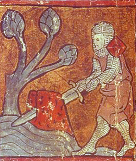 Medieval art of man with a sword