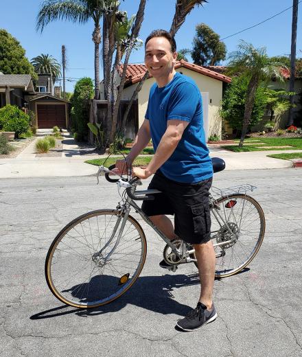 Employee on bicycle