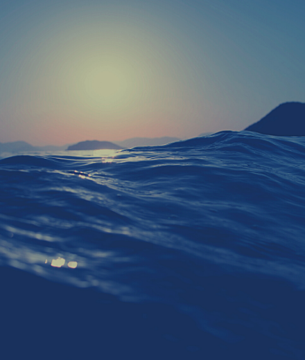 Ocean sunset with mountains