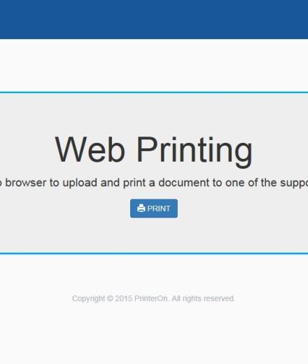 Printeron Web Printing Welcome Screen