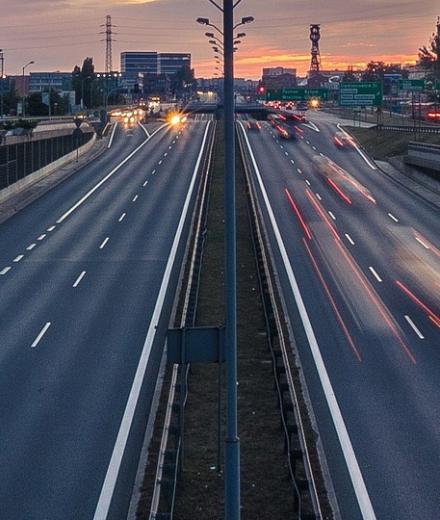 California freeway through urban area