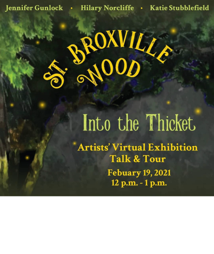 Poster advertising virtual show: St. Broxville Wood