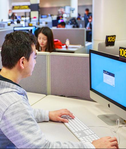 Student working at computer