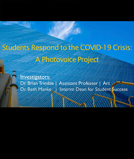 Slide advertising the project 'Students Respond to the COVID-19 Crisis'