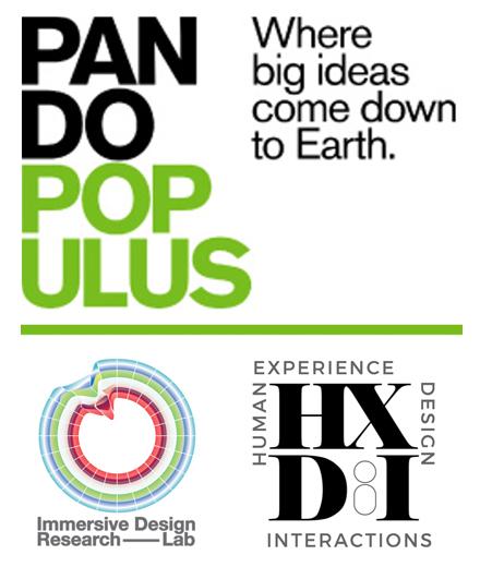 PandoPopulus, Immersive Design Research Lab, HXDI logos