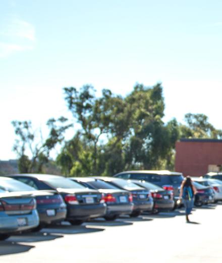 Woman walking in parking structure