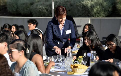 Students seated at a table at the Senior Send-Off