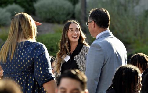 Alumni chatting during the Senior-Send-Off