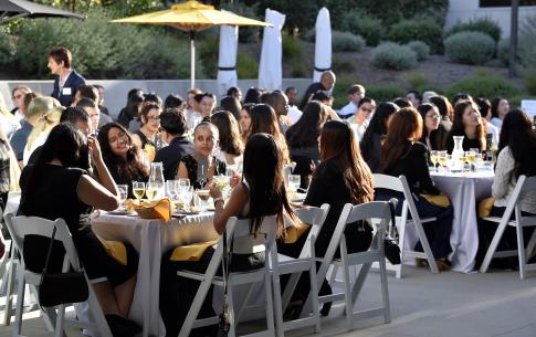 Students seated at a table at the Senior Send-Off