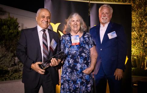 A man accepting an award