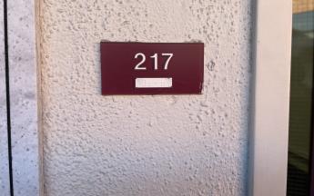 classroom 217 sign