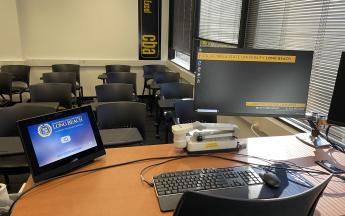 control center with desktop for professor