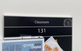 classroom 131 sign