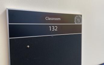 classroom 132 sign