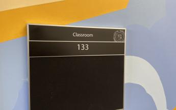 classroom 133 sign