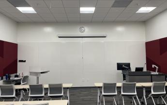 large whiteboard in front of classroom