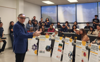 Marketing Professor presenting at day at the beach