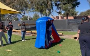 students playing a game