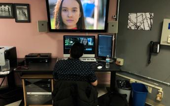 MFA student works on video component of stage work