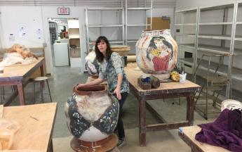 Artist in residence Jennifer Rochlin with work in progress, 2020.