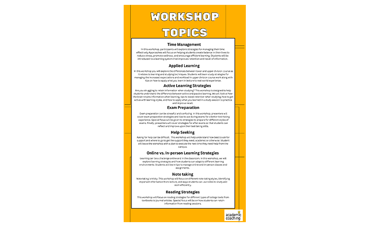 workshop topic list