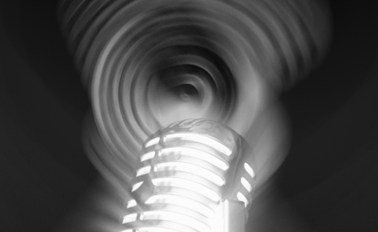 an oldschool mic in black and white