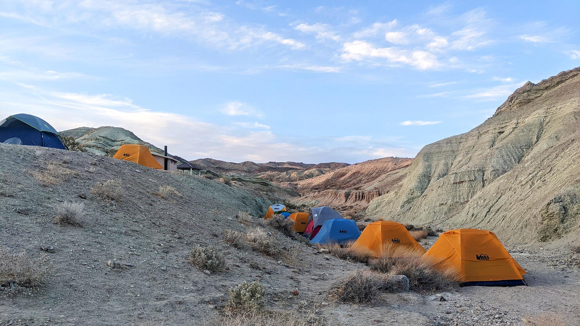 Tents set up in desert
