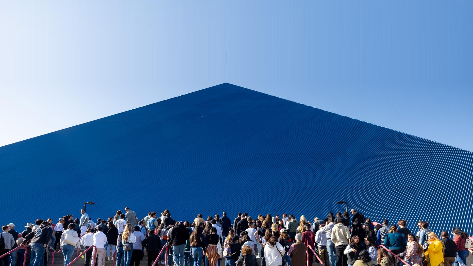 Visitors at the pyramid