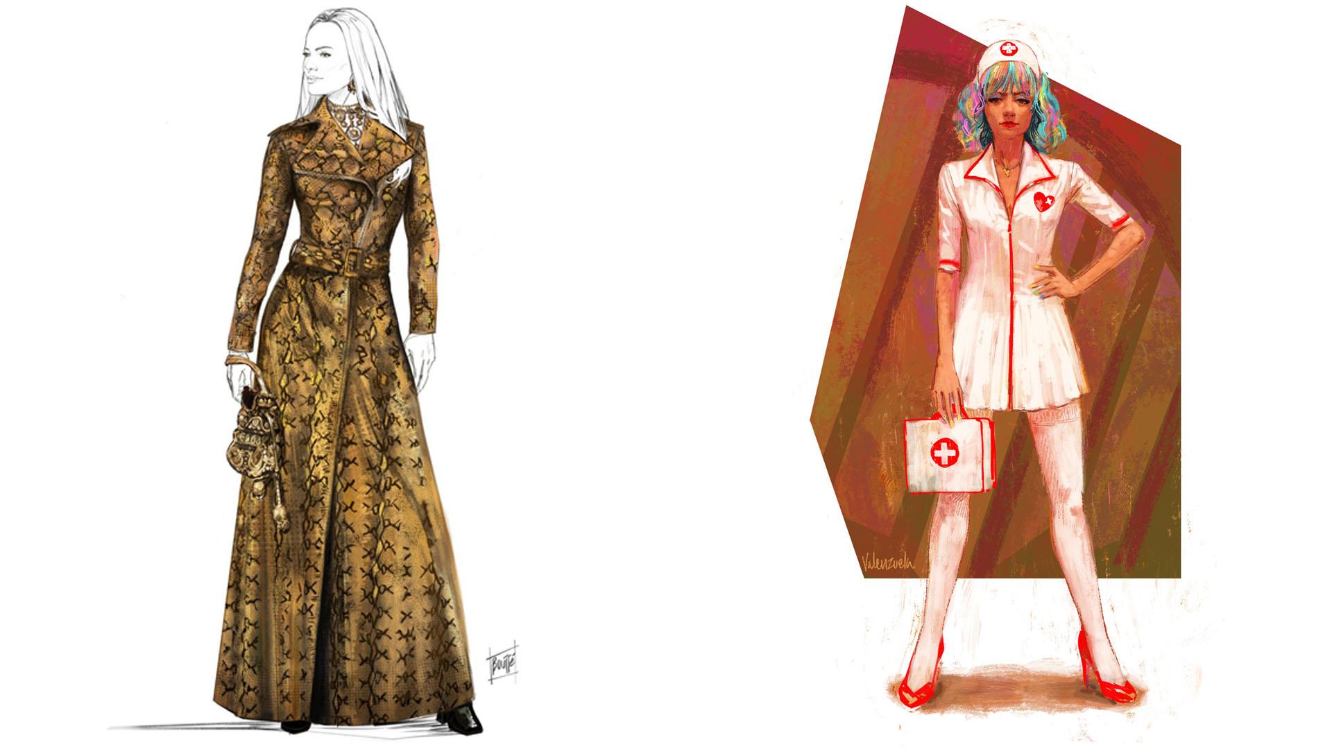 Left: Costume design by Phillip Boutte Jr. Right: Costume design by Brian Valenzuela.