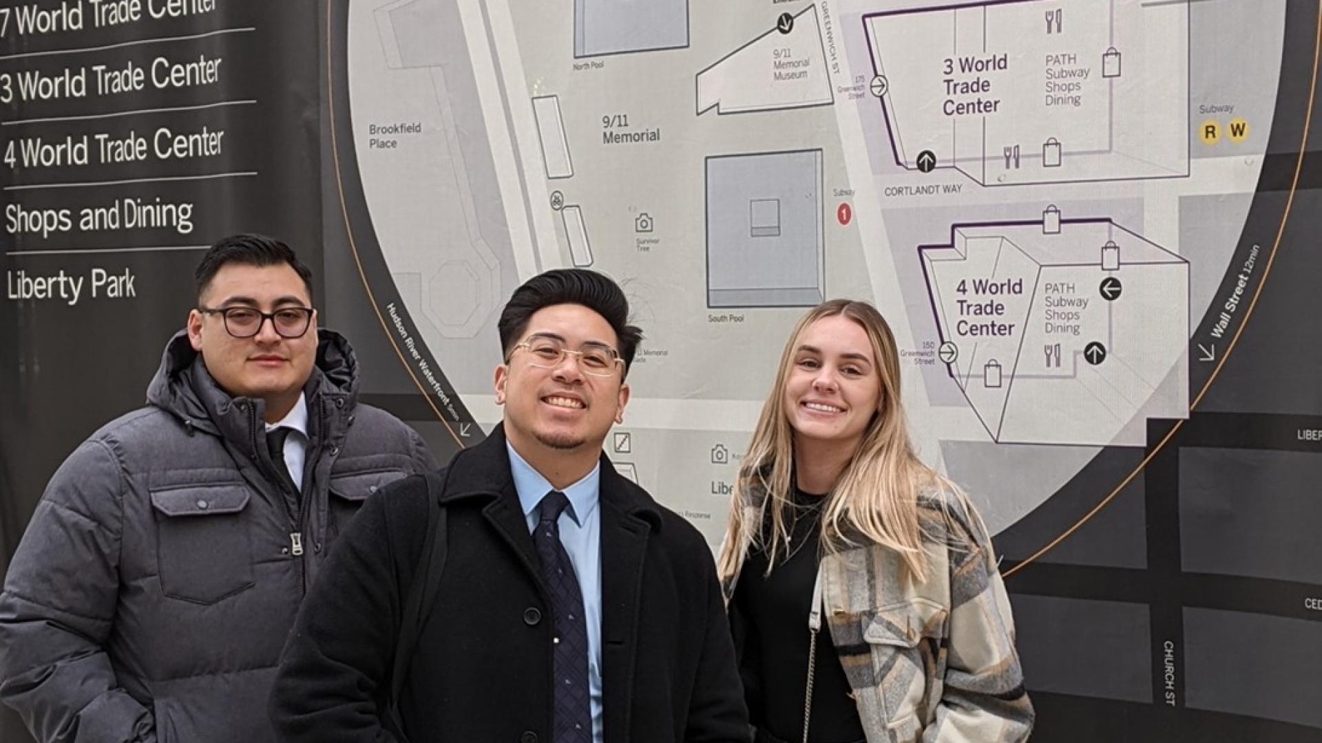 Fixed Income Analyst, Nick with the President, Justin and Vice President, Kylie at the World Trade Center subway station” 