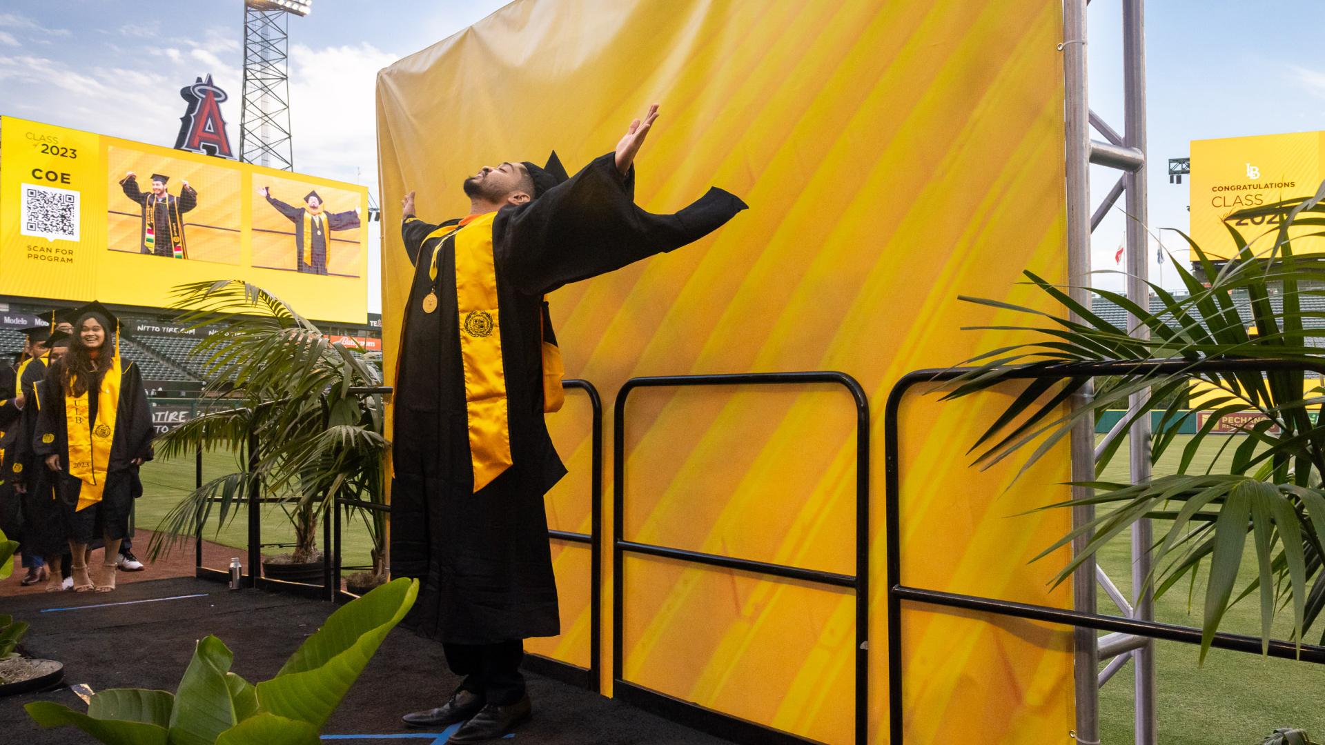 Student celebrates at graduation