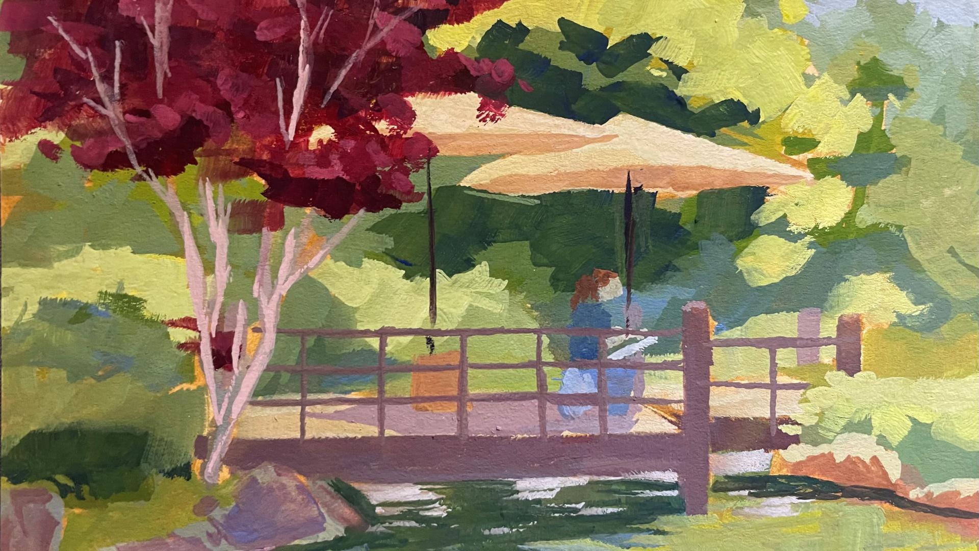 Student painting of a female artist in Ireland