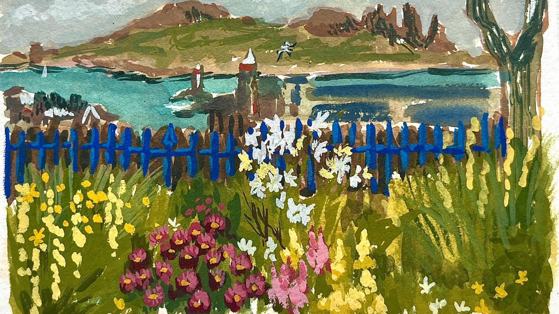 Student painting of an Irish water scene