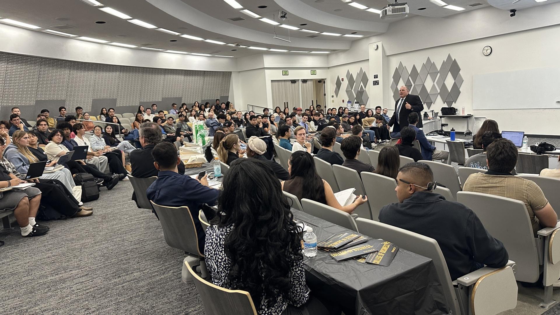 Beach Fin Rising presentation in a COB lecture hall