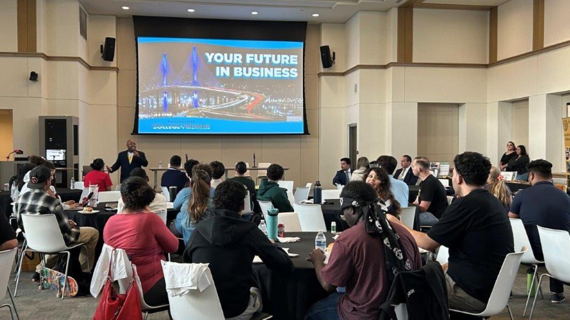 Attending confrence presentations Long beach City college CSS outreach 2025 COB