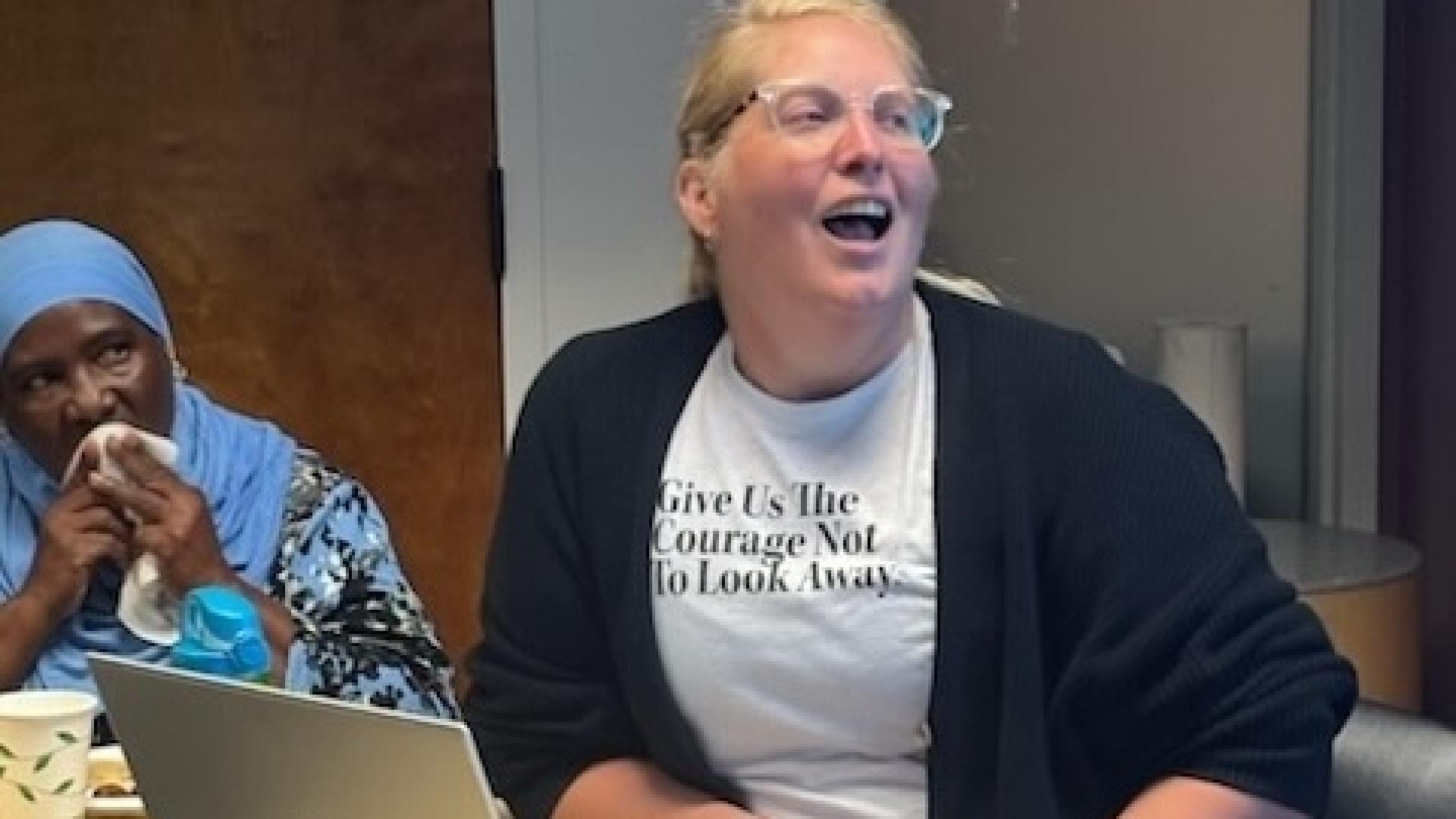 one person talking, one listening