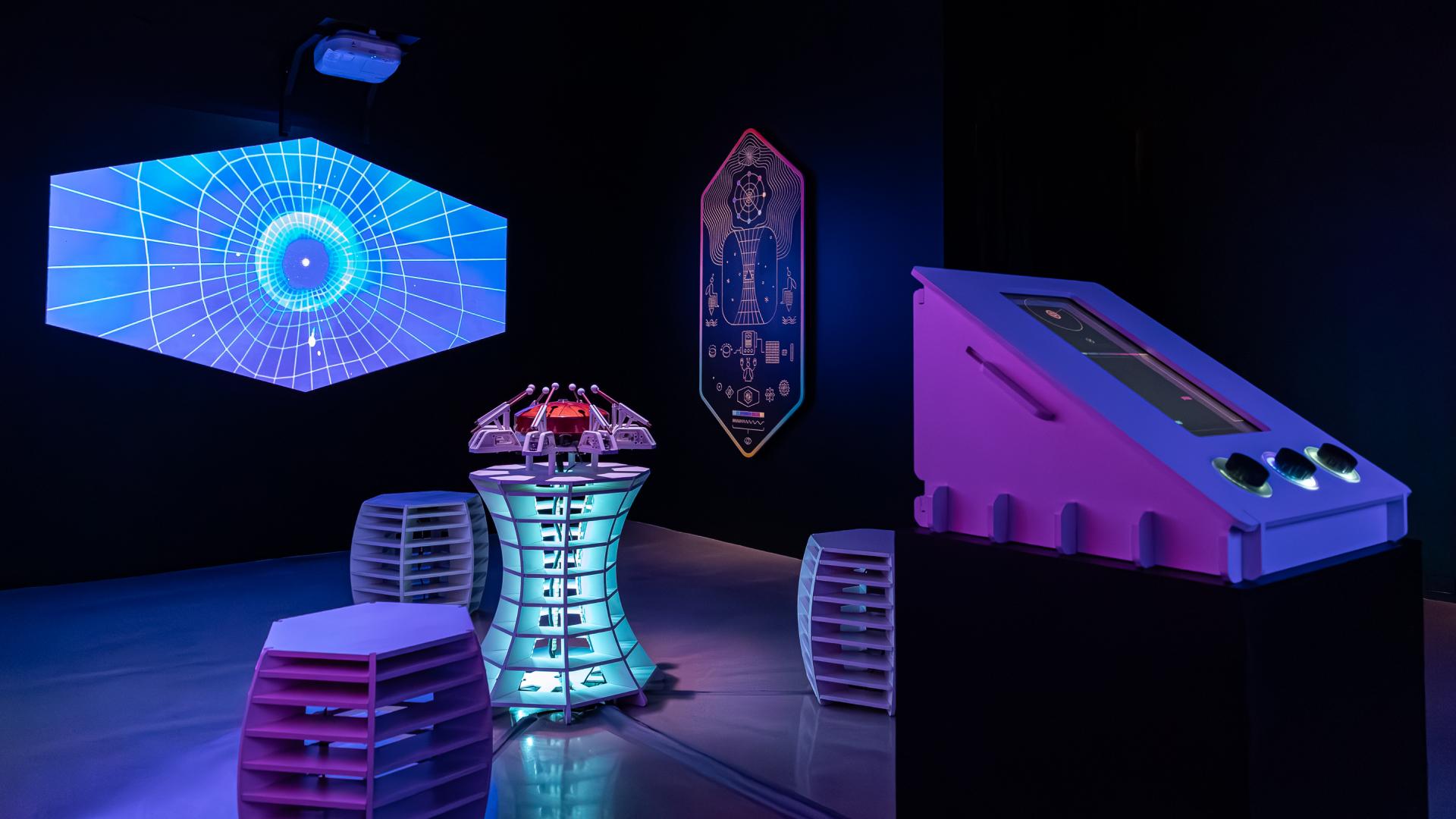 Cosmic Bloom multimedia art exhibition installation room