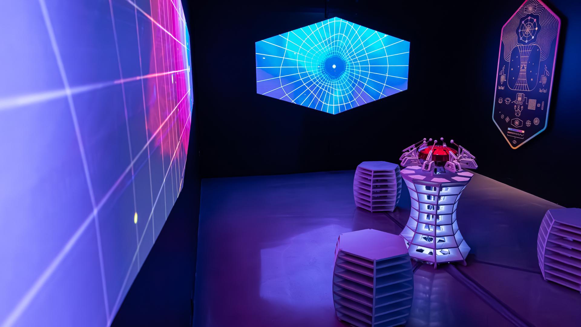 Cosmic Bloom multimedia art exhibition installation room