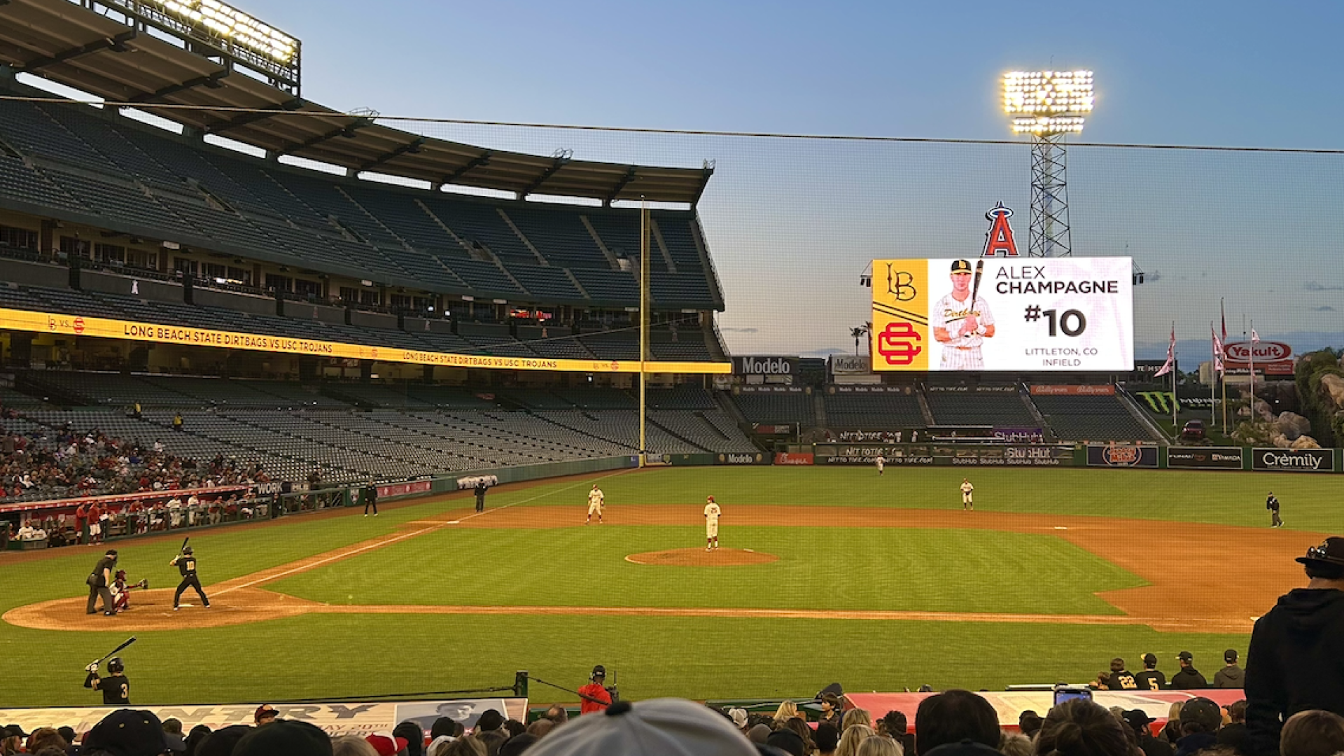 Lucas Amberg Dirtbags game at angel stadium