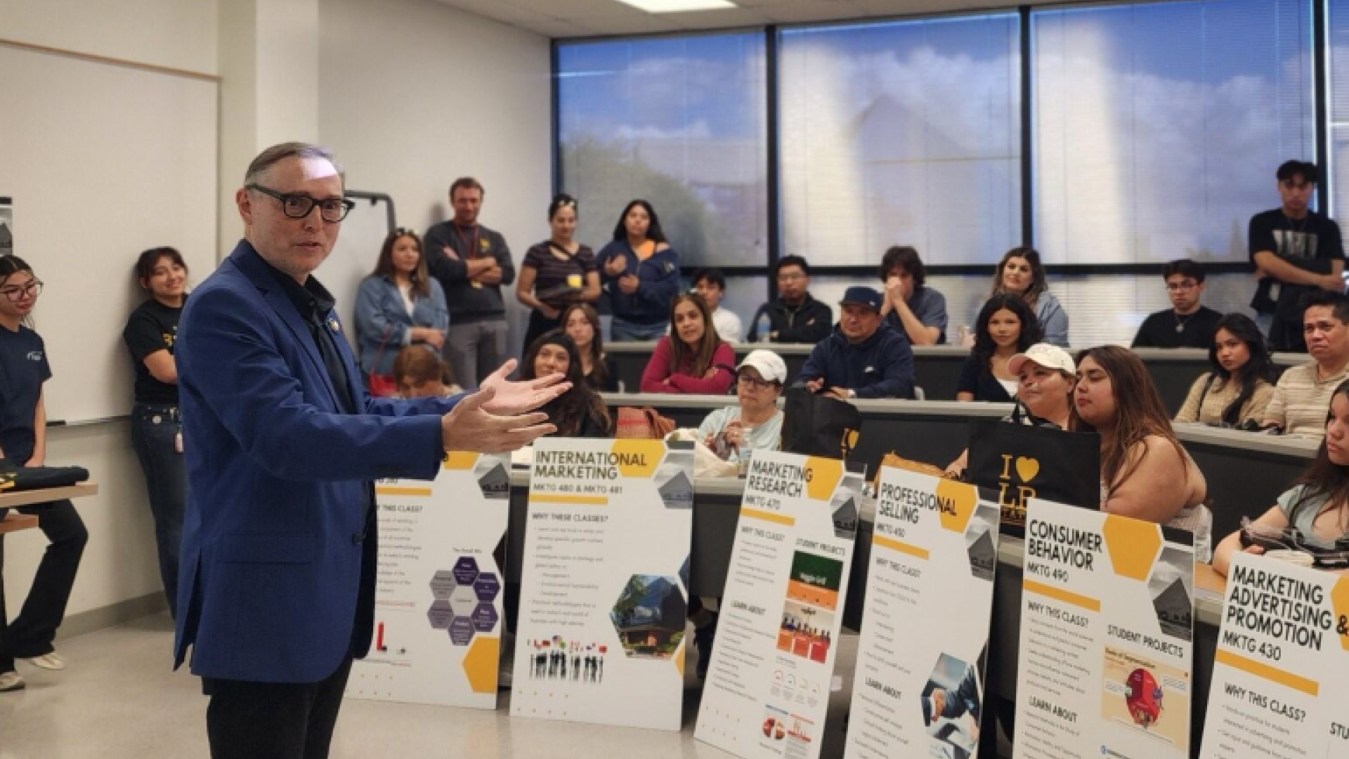 Marketing Professor presenting at day at the beach