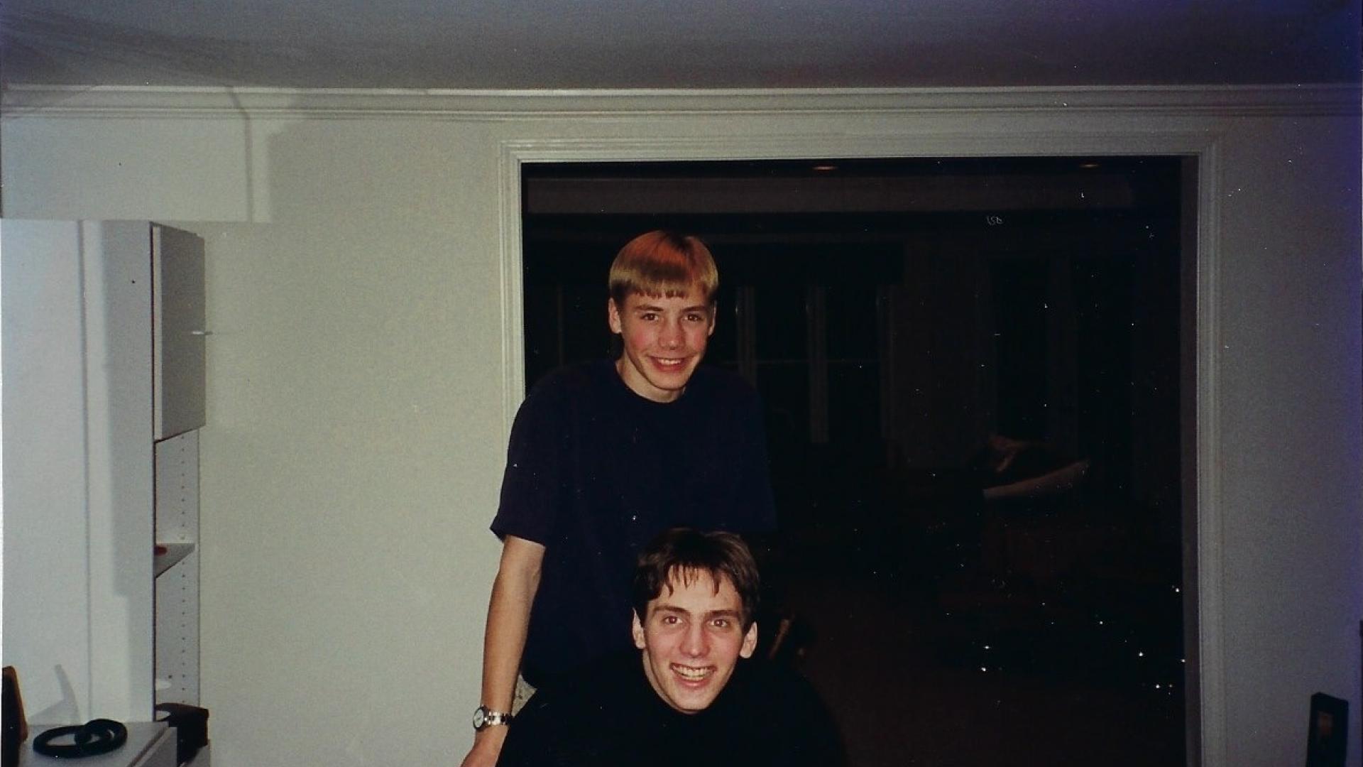 Mike and brother David in downstairs Mike's studio apt Jan 1997