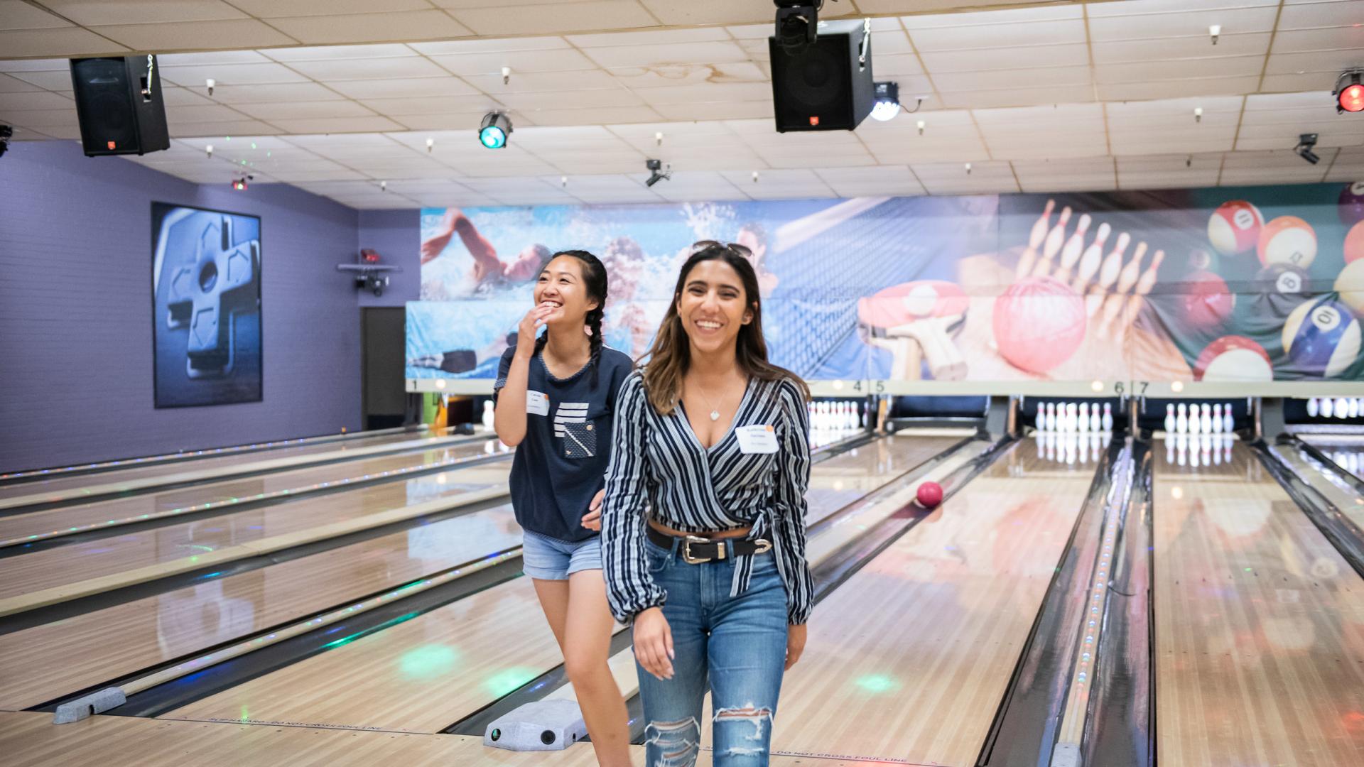 Business Honors Social Night October 18th 2018 Gutter ball sad two students